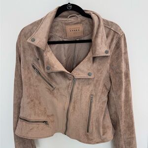 Blank NYC Tan Faux Suede Moto Jacket